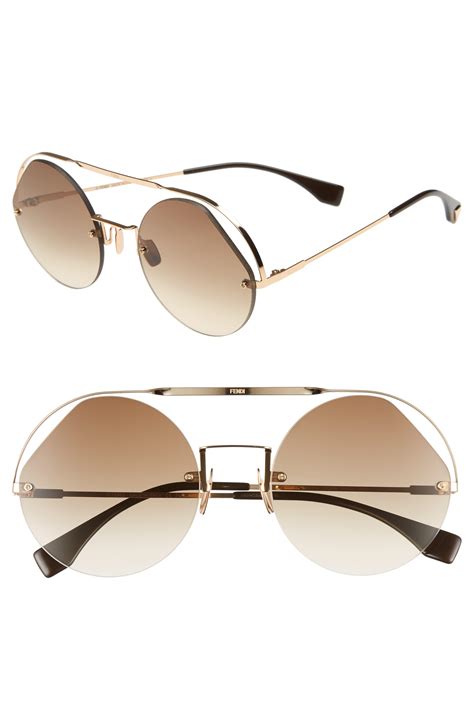 fendi round 52mm sunglasses|fendi geometric rimless aviator sunglasses.